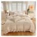 Ruffle Bedding Set 1 Bed Duvet Cover 2 Pillow Cases No Sheets Super Soft Touch Floral Style Soft (1 150x200cm)