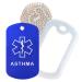 Asthma Medical Alert ID Necklace with Blue Tag White Silencer and 30'' USA Chain - 154 Color Choices White Blue