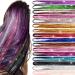 16 Colors Hair Tinsel Extensions Glitter Shiny Colorful Hair Tinsel Kit Straight Hair Extensions Party Cosplay Rainbow Synthetic Hair Extensions for Women Girls 37 Inches