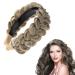 Qianyu Braided Headband 3 Strands Messy Classic Thick Wide Braided Synthetic Hair Braid Elastic White Covering Hair Band Teeth Non-slip Fashionable Hair Accessories for Women and Girls