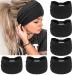 PROPOG Hairband Boho Headband Women Wide Hairbands Elastic Headbands Yoga Headband Women 6 Pcs Hair Accessories (Black)