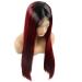 Topwigy 24 Ombre Red Long Straight Synthetic Hair Wig | Heat-Resistant Lace Front Wig for Black Women with Black Roots - Buy Online on GoSupps.com