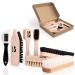 SULPO 7-Piece Shoe Polish Kit - Leather Cleaning Brushes - 2 Brushes Soft Bristles - 2 Polishing Brushes - 1 Dirt Brush - 1 Brush with Brass and Nylon Bristles - 1 Crepe Brush Nubuck Leather