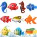 Aoriher 10 pieces of artificial fish floating decoration for aquariums plastic fish Small artificial fish movable floating aquarium ornaments bladder tubes Multi -colored small tropical fish decoration