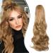 Dcbaboo Ponytail Extension Curly 18inch Claw Clip in Ponytail Hair Extensions Long Wavy Synthetic Pony tails Natural Wave One Piece Hairpiece Fake Ponytail for Women Dark Blonde 18 inch 140g Dark Blonde