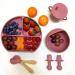 Baby Led Weaning Feeding Set (17 Pcs) | Suction Silicone Bowl, Self-Feeding Utensils & Fruit Feeder Cup | Rose Pink V2 - Buy Online on GoSupps.com