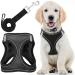 Dog Harness (Medium Black) W/Leash for Running Hiking & Training Soft-Padded & No-Pull Design Pet Harness W/Leash Clips & Reflective Strips for Safety by EcoEarth Black Medium