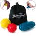 quiactive hedgehog ball set of 3 massage balls with knobs - fascia ball for back leg foot & hands - including bag instructions & air pump