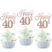 Pack of 24 40 Cupcake Toppers Glitter Happy 40th Birthday Cake Toppers Number 40 Eightteen Sweet 40 Birthday Wedding Anniversary Party Cake Decorations Accessories Rose Gold