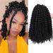 7 Packs Passion Twist Hair 12 Inch Water Wave Crochet Braiding Hair Bohemian Curl Passion Twist Synthetic Braids Bomb Spring Twist Braiding (22strands/pack 1B) 12 Inch (Pack of 7) 1B