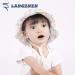 LANGZHEN Baby Girls Sun Protection Hat with Chin Strap | Toddler Kids Wide Brim Play Hat | Flamingo Pink + White | 1-2 Years - Buy Online on GoSupps.com