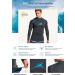 TSLA Men's UPF 50+ Long Sleeve Rash Guard | Quick Dry Swim Shirt for Water Surf | Big Wave Charcoal & Royal - Size Medium - Buy Online on GoSupps.com