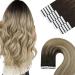 Youngsee real hair Extensions tape balayage 35cm remy tape extensions real hair brown ombre blond balayage invisible tape extensions smooth hair recovery real hair tape seamless for women 50g #4/10 35 cm 1- #4/14/60