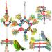 Bird Shredding Toys, 5PCS Colorful Bamboo Hanging Toys Parrot Chew Wooden Blocks, Bird Foraging Toys for Small Medium Parrots Parakeets, Conures, Cockatiel, Lovebird