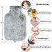 Owozoi Hot Water Bottle with Fluffy Fur Cover & Kangaroo Pocket - 2L Rubber Bed Bottle for Adults | Perfect Gift for Women in Silver Gray - Buy Online on GoSupps.com