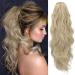 YEESHEDO Ash Blonde Long Wavy Ponytail Hair Extension 26 Inches - Clip In Drawstring Synthetic Curly Hairpiece for Women - Buy Online on GoSupps.com