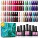 40pcs Gel Nail Polish Set Christmas 38pcs Gel Polish with Base and Top Coat Fall Winter Colors Pink Red Nude Glitter Gel Polish Soak Off U V LED Gel Polish Nail Art Manicure Starter Kit Gifts for Women Kit-1