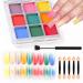Nail Pigment Powder 9 Colors Nail Pigment Powder Palette Gradient Powder Set Solid Neon Ombre Pigment Powder for Nails- Includes 5 Sponge Sticks 1 Brush - for Beginners #03 9 colors solid powder#VIC03