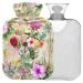 NAANLE hot water bottle with lid watercolor painting flowers transparent hot water bottle 1 l heat bottle for pain relief back feet heat and cold therapy