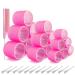 WOODFIB 31 PCS Hair Rollers Set 18 Pcs Self Grip Hair Rollers Include 64mm 44mm 36mm 12 Clips 1 Combs for Long Medium Short Hair DIY Hair Styling Salon Hairdressing Rollers Tools (Pink)