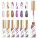 Rechoo 6pcs Gel Liner Nail Art 10ml Multicolor French Manicure UV Gel Polish Glitter Color Shellac Nail Polish Set for Fineliner Nail Design S-6-Platinum Glitter