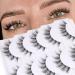 Natural Lashes Wispy False Lashes Manga Eyelashes Short Faux Mink False Lashes with Clear Band False Eyelashes C Curl Lash Strips 3D Fake Lashes 5 Pairs by Newcally Lashes-D