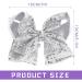 Sibba 8 Inch Sequin Hair Bow Clip for Girls and Women - Silver Glitter Oversized Barrette for Pigtail Hairstyles - Sweet Accessory - Buy Online on GoSupps.com