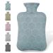ANMIA Hot Water Bottle with Cover, 1.8 L Hot Water Bag Warm Water Bottle for Bed, Hot Bottle Water Bag for Hand & Feet Warmer for Kids, Men & Women, Hot & Cold Compress (Light Green) B-light Green