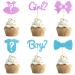 UXYOKM 24Pcs Gender Reveal Cupcake Toppers Baby's Boy or Girl Glitter Cupcake Picks Kids Birthday Party Decors Baby Shower Party Decoration Supplies