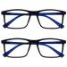 Opulize ink long -distance glasses 2 Pack Large rectangular frame spring hinges scratch -resistant black men's women mm4-1 -1.00 -1.00 diopttries black front with blue arms