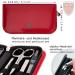 Three Swords 8 pcs Manicure Set 'Roma' | Premium Nail Care in Red Synthetic Leather Case | Scissors Clippers Tweezers & Glass Nail Files - Buy Online on GoSupps.com