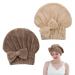 FRIUSATE Microfiber Hair Towel 2 Packs Super Absorbent Turban Hair Towel Cap Drying Hair with Bow-Knot Shower Cap for Curly Long Thick Hair & Wet Hair(Coffee & Brown)