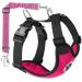 Slowton dog harness with safety belt for car breathable dish Dog seat belt with 2 carabiner hooks for attachment to the seat belt buckle or trunk (light pink XS) XS B-Hellrosa