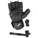 Elite Leather Gym Gloves with Built in 2" Wide Wrist Wraps Grip & Design for Weightlifting Power Lifting Bodybuilding & Strength Training Workout Exercises Black X-Large
