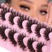 JIMIRE Mink Lashes Fluffy Cat Eye Lashes Wispy 6D Volume False Eyelashes Look Like Extensions Thick Soft Curly Fake Lashes 7 Pairs Pack 18MM Mink Fluffy