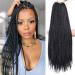 Xtrend 8 Packs 18 Inch Box Braids Crochet Hair Medium Knotless Box Braiding Hair Pre-looped Synthetic 3X Braids Hair Extension for Women (18Strands/pack 1B) 18 Inch (Pack of 8) 1B