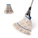 Eyliden Heavy Duty Commercial Cotton Mop Looped-End String Wet Industrial Mops 2pcs Cotton Head with Extendable Handle and Patent Stainless Steel Jaw Clamp Home Office Cement Floor Use White