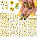Sunflower Nail Art Stickers Water Transfer Nail Decals Floral Flower Nail Art Water Decals Transfer Foils for Nails Supply Small Daisy Nail Designs for Women Girls Nail Decoration Accessories