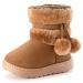 Yeeteepot Baby Girls' Winter Booties Boys Warm Lined Snow Boots Plush Shoes Kids Anti-Slip Ankle Boots Indoor Soft Soled Toddler Shoes Flat Booties 12 UK Child Khaki