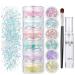 EONFAVE EONFAVE Holographic Body Glitter Pens Glitter Gel Glitter Pens Glitter Gel Body Glitter Pens Color Changing Holographic Pen for Festival Halloween Rave Party Body (02)