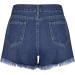 High Waist Distressed Denim Shorts for Women - X-Large - Dark Blue - Buy Online on GoSupps.com
