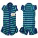 Female/male pet dog pajamas strip 4 legs dog jumpsuit soft cotton dog clothes pajamas for summer (blue-green girl xs) xs dark blue +green-girl