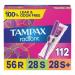 Tampax Radiant Tampons Multipack, Regular/Super/Super Plus Absorbency, With Leakguard Braid, Unscented, 28 Count x 4 Packs (112 Count total) Regular/Super/Super Plus Multipack