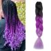 Gairyan jumbo braids extensions braid art hair 1 piece 100g braiding hair 60cm ombre synthetic braids afro hair for box crochet braids (black & purple & lila) 60 cm (1 piece) black & purple & lila