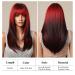 Shop Red Black Ombre Wigs for Women - Long Straight Synthetic Heat-Resistant Cosplay Wig with Air Bangs - Perfect for Christmas and Daily Use - Buy Online on GoSupps.com