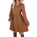 Aokosor Square Neck Long Sleeve Babydoll Knit Dress - XXL Caramel - Buy Online on GoSupps.com