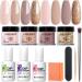 Modelones 11 Pcs Dip Powder Nail Kit Starter 4 Colors Nude Skin Tones Gold Glitter Neutral Acrylic Dipping Powder Liquid Set with Base Coat&Top Coat Activator for French Nail Art Manicure DIY Salon Gift Set A1-Nude