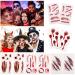 Sibba Fake Blood Temporary Tattoo Body Art Skin Stickers - 10 Pieces Horror Realistic Bloody Wound Stitch Scar Scab Bruise Halloween Cosplay Makeup Kit - 4 Styles - Buy Online on GoSupps.com