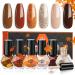modelones Nail Polish Set 6 Colors Fall Winter Glitter Nail Polish Kit Orange Brown Quick Dry Nail Polish Manicure Nail Art Manicure DIY Home Salon Gift for Women Mom A1- Fall Memories