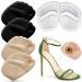 Metatarsal Pads for Women Anti Sliding Foot Pads for Open Toe Shoe Forefoot Pads for Women Ball of Foot Cushions Reduce Foot Pain Reusable Heel Pads Inserts for Too Big Shoe 3-Pair(Beige+Black+Clear)